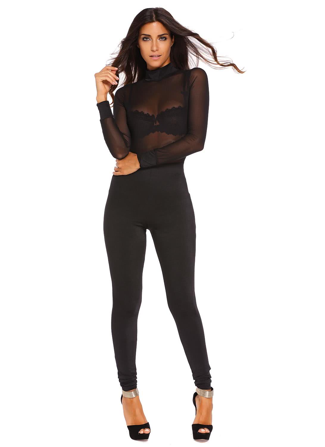 black mesh jumpsuit