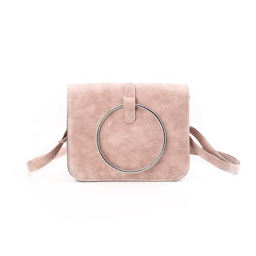 

Vintage Metal Ring PU Leather Women's Small Messenger Crossbody Bag