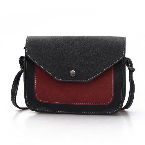 

PU Leather Contrast Color Flap Shoulder Messenger Women's Crossbody Bag