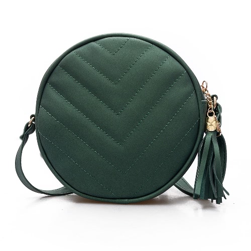 

Женщины ватного Crossbody сумка кисточка PU кожи плечо Сумка Tote сумка черный / зеленый / серый