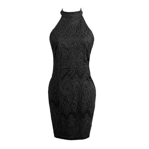 

Новые сексуальные женщины платье кружева крючком спинки Halterneck твердых Bodycon вечером мини-платье коктейль черный/темно зелен