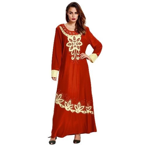 

Muslim Floral Print Vintage Loose Kaftan Islamic Dress