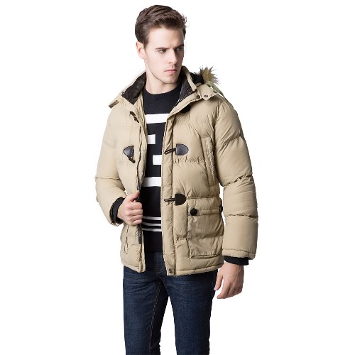 

Мода зимой Мужчины Parka Faux меховой воротник с капюшоном Толстые теплые куртки пальто Верхняя одежда