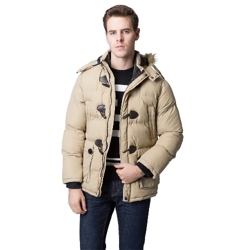 

Fashion Winter Men Parka Faux Fur Collar Hooded Thick Warm Jacket Coat Outerwear