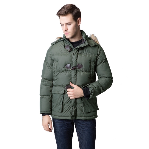 

Fashion Winter Men Parka Faux Fur Collar Hooded Thick Warm Jacket Coat Outerwear