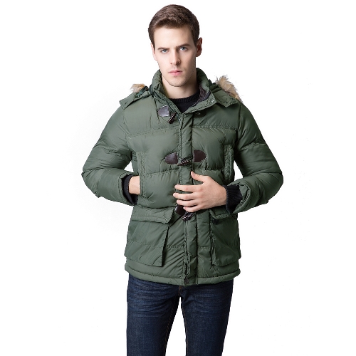 

Fashion Winter Men Parka Faux Fur Collar Hooded Thick Warm Jacket Coat Outerwear