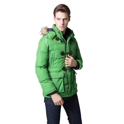 

Мода зимой Мужчины Parka Faux меховой воротник с капюшоном Толстые теплые куртки пальто Верхняя одежда
