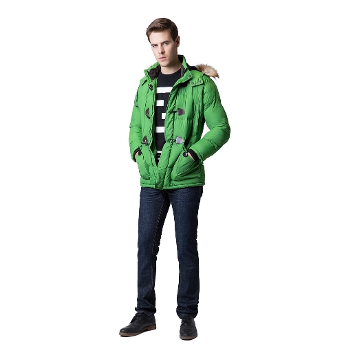 

Мода зимой Мужчины Parka Faux меховой воротник с капюшоном Толстые теплые куртки пальто Верхняя одежда