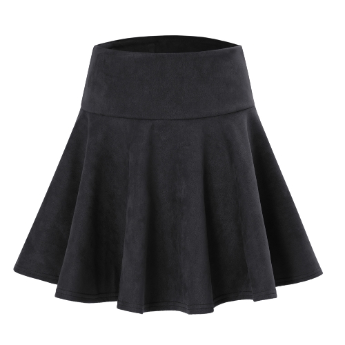 

Fashion Women Solid Color High Waist A-Line Short Mini Pleated Skater Skirt