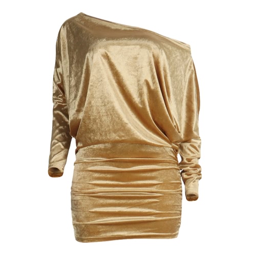

Velvet Off Shoulder Long Sleeve Bodycon Mini Dress