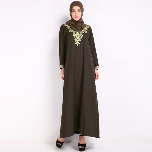 

Fashion Muslim Embroidery Islamic Arab Robe Women's Maxi Dress