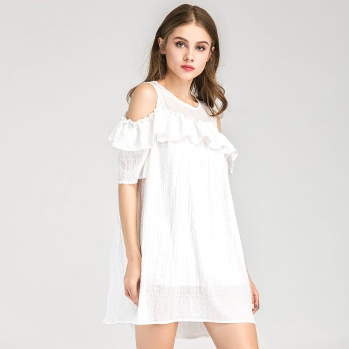 

Sexy Off Плечо A-Line платье Ruffle Casual Loose Women's Mini Dress