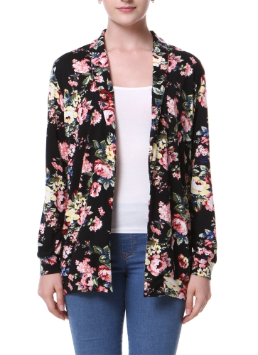 

Fashion Floral Print Long Sleeve Casual Jacket Printed Coat