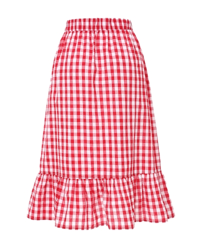 

Sexy Midi Skirt Button Closure High Waist Asymmetric Ruffle Hem Party Skirt