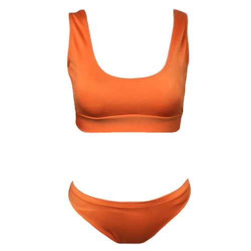 

Sexy Solid Color Round Neck Sleeveless Women's Two Piece Swimsuit
