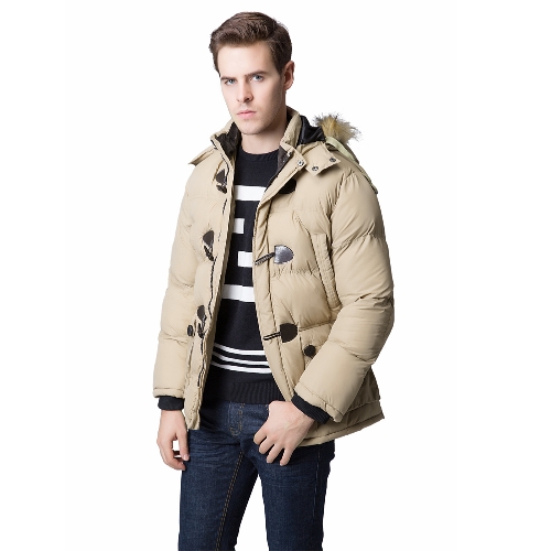 

Мода зимой Мужчины Parka Faux меховой воротник с капюшоном Толстые теплые куртки пальто Верхняя одежда