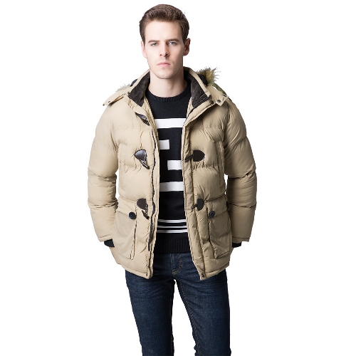 

Fashion Winter Men Parka Faux Fur Collar Hooded Thick Warm Jacket Coat Outerwear