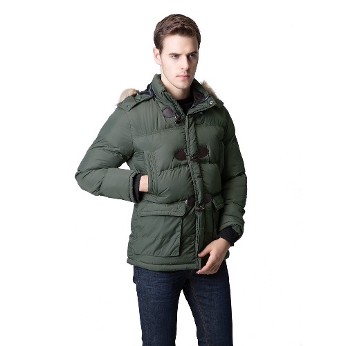 

Мода зимой Мужчины Parka Faux меховой воротник с капюшоном Толстые теплые куртки пальто Верхняя одежда