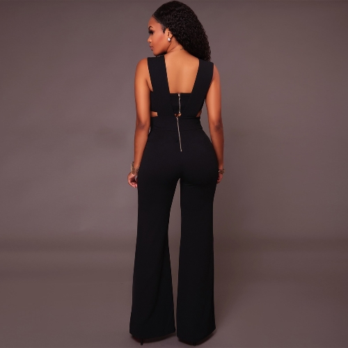 

Sexy Women Sleeveless Deep V Long Jumpsuit