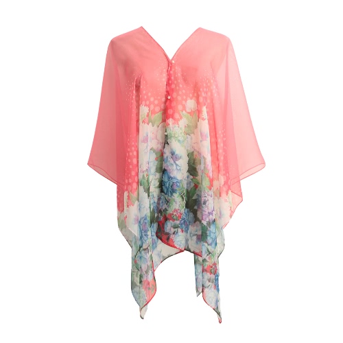 

Floral Print Combine Scarf Cover Up