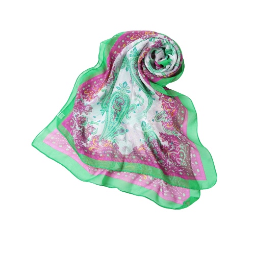 

Trendy Floral Print Contrast Color Long Thin Pashmina Chiffon Scarf
