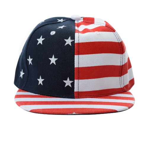

American Flag USA Letter Print Snapback Flat Hat