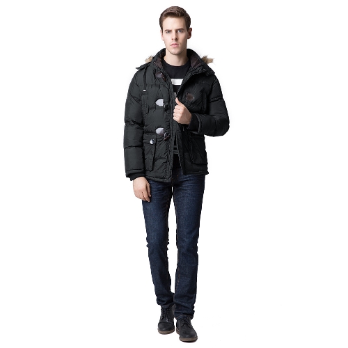 

Fashion Winter Men Parka Faux Fur Collar Hooded Thick Warm Jacket Coat Outerwear