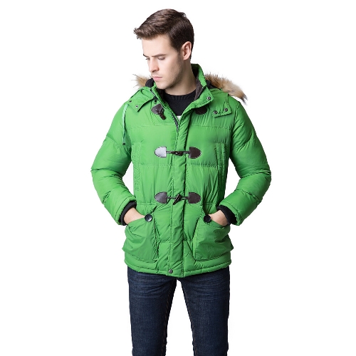 

Fashion Winter Men Parka Faux Fur Collar Hooded Thick Warm Jacket Coat Outerwear
