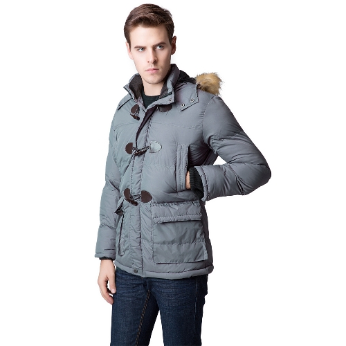 

Мода зимой Мужчины Parka Faux меховой воротник с капюшоном Толстые теплые куртки пальто Верхняя одежда
