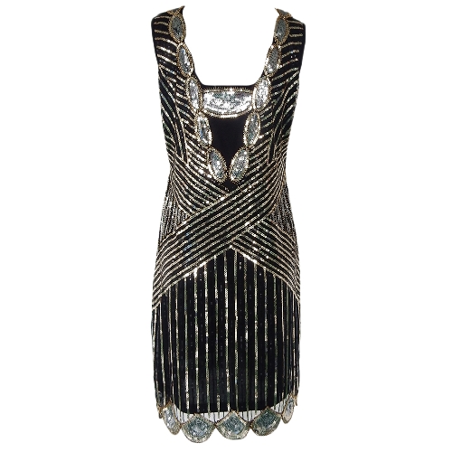 

Сексуальные женщины 1920-х годов Игристые O шеи без рукавов Backless Bodycon Sequin платье