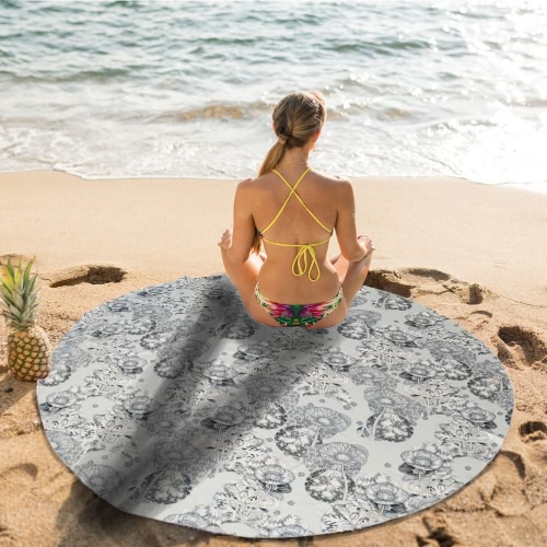 

Новая мода Пляж Женщины Полотенце сатин полиэстер Цветочный печати цвет блока круглой формы Boho Стиль Одеяло