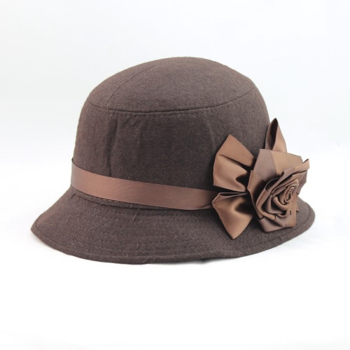 

Women Fedora Cloche Flower Rose Bucket Hat Headwear Black