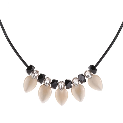 Fashion Unique Vintage Retro Metal Necklace Chain with Rhinestone Crystal Pendant Jewelry for Women Girls Gift Party