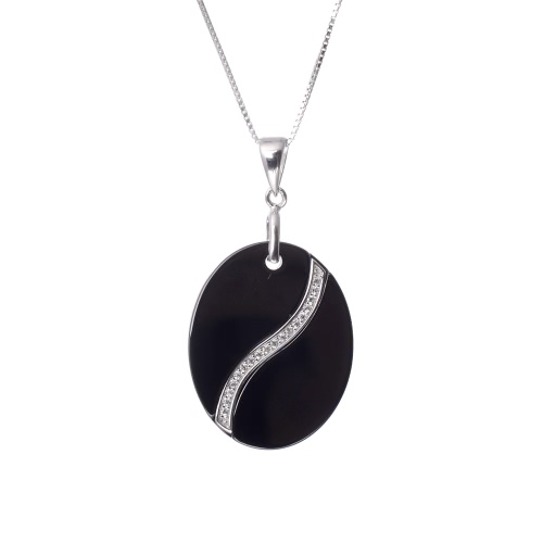 Women Girl Fashion Unique S925 Silver Nano Ceramic Zircon Round Pendent Necklace Chain Jewelry for Party Wedding Gift