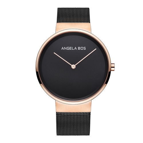 

Angela Bos Lovers Stainless Steel Mesh Strap Ultra Thin Water Resistant Couple Watch