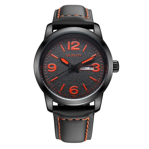 

OCHSTIN Genuine Leather Water Resistant Men's Quartz Watch with Calendar and Week
