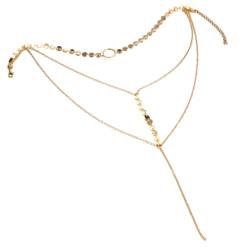 Летняя мода Y Shape Delicate Sequins Long Tassel Chain Многослойное ожерелье