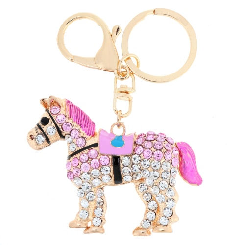 Полые Shinning Rhinestone Aureate Horse Pendant Женская ключевая цепочка