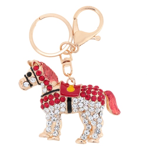Полые Shinning Rhinestone Aureate Horse Pendant Женская ключевая цепочка