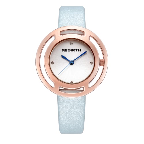 

REBIRTH Brand Luxury Diamond Quartz PU Кожаные женские повседневные наручные часы