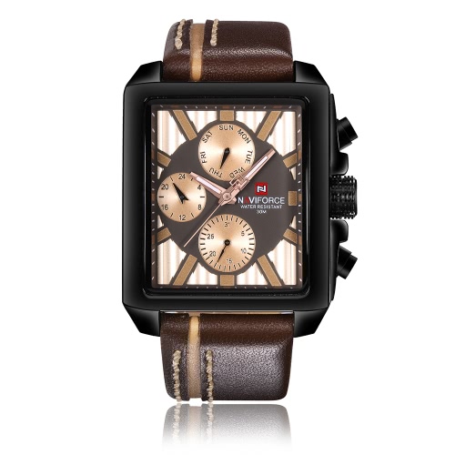 

NAVIFORCE Luxury Genuine Leather Quartz Men Watch