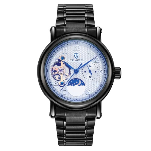 

TEVISE Fashion Luxury Moon Phase Water-Proof Automatic Men Mechanical Watch Stainless Steel Man Casual Wristwatch Self-Winding Ske