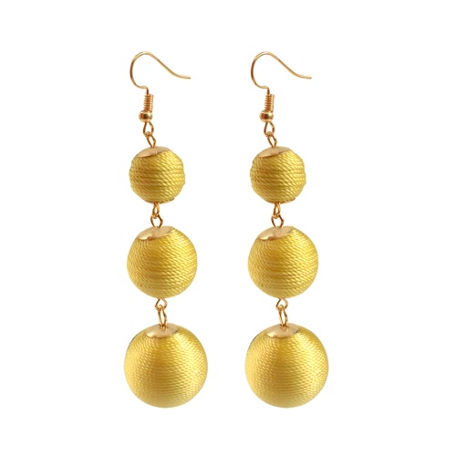 Мода Популярная классическая богемская проволока Curled Balls Line Ear Drop Earrings