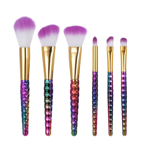 

6Pcs Нейлон волос косметические кисти набор кисти для макияжа Набор градиент цвета Фонд Eyeshadow Powder Blush Brush Корректор Мак