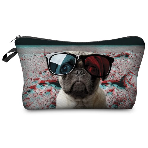 

Lip Emoji Animal Skull Print Multifunctional Zipper Makeup Bag